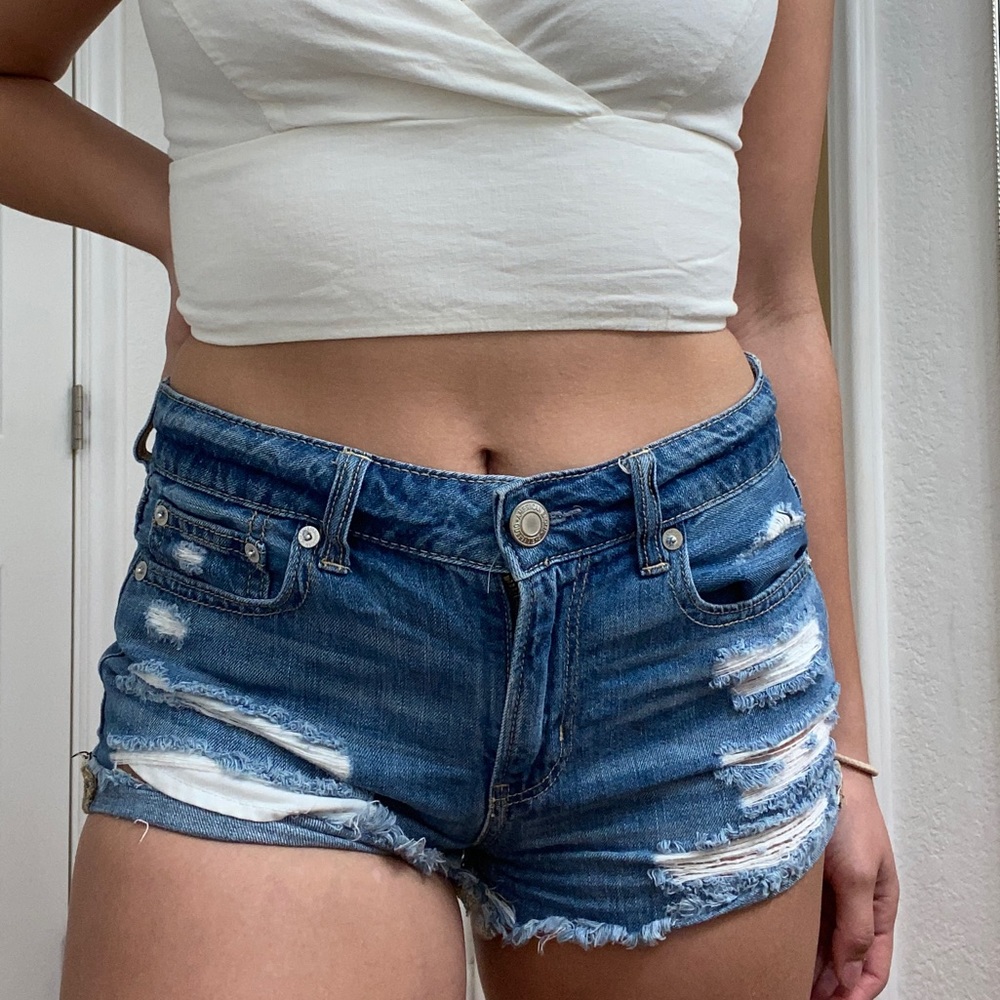 American eagle tomgirl shortie denim shorts